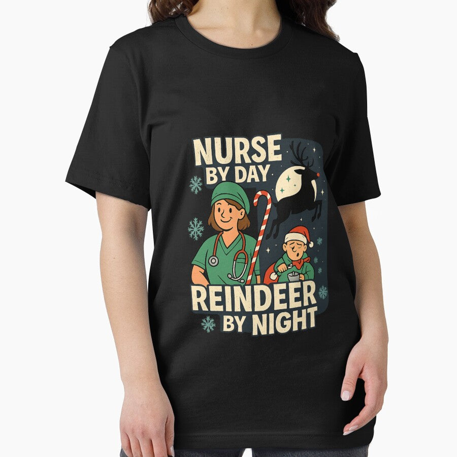 Nurse by Day, Reindeer by Night – Funny Christmas Nurse Gift Design by AddictiveDesign