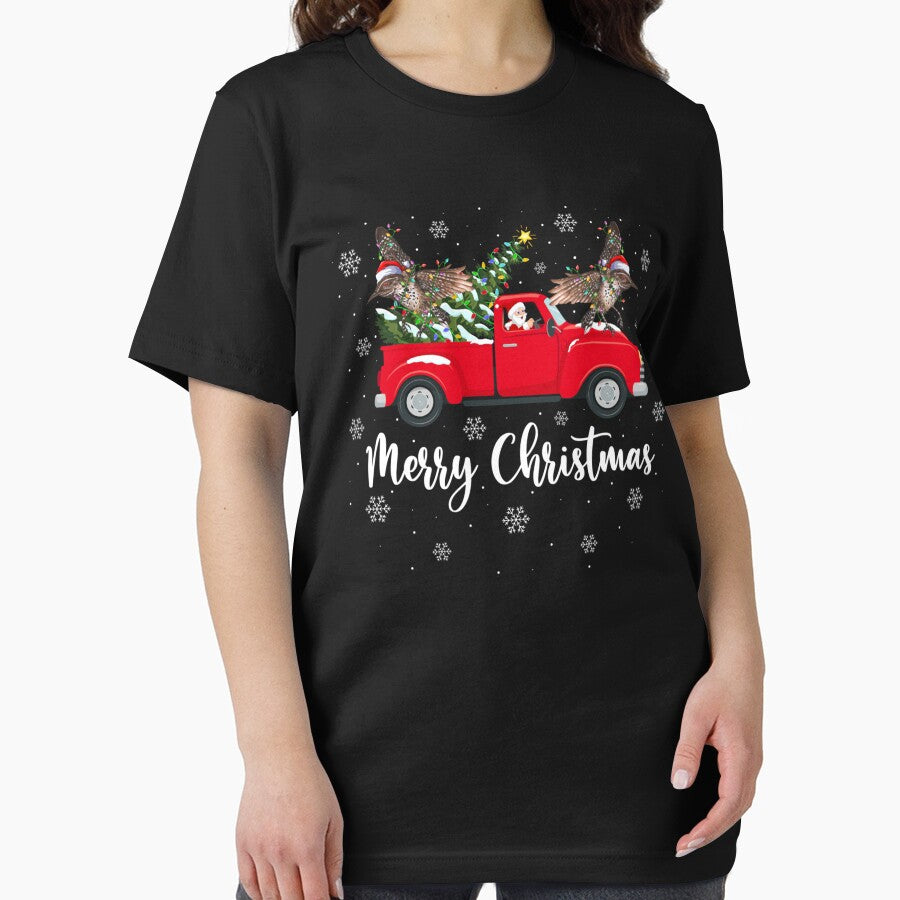 Santa Riding Christmas Tree Truck Wren Bird Christmas by saldcharig