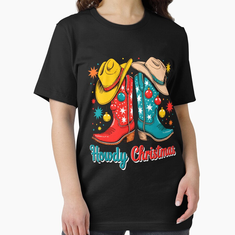 Howdy Christmas Xmas Cowboy Boots Western by wansilastomi