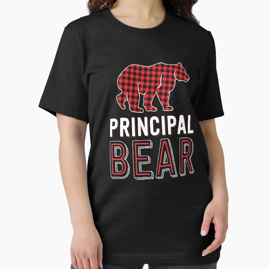 Principal Bear Red Buffalo Plaid Matching Teacher Christmas by 14thFloor