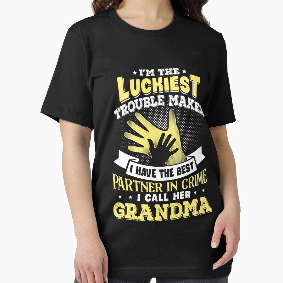 Luckiest trouble maker Grandma partner in crime funny Shirt by manekibb