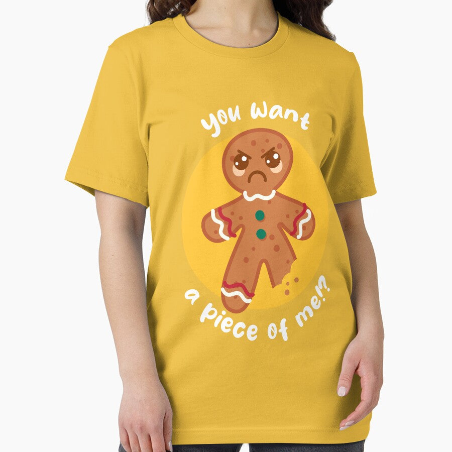 Want a piece of me gingerbread man (on dark colors) by messy-nessie