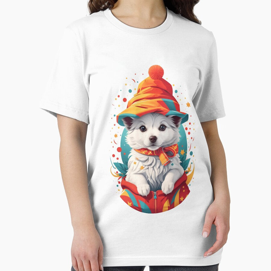 Winter Whimsy: Adorable Puppy in a Hat and Scarf by Lahrochi