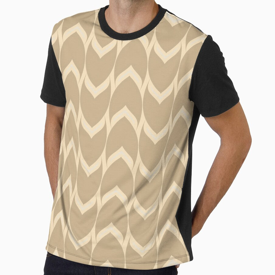 Champagne Chevron – Geometric pattern in warm beige for modern & retro-inspired rooms by EMJAYHeiss