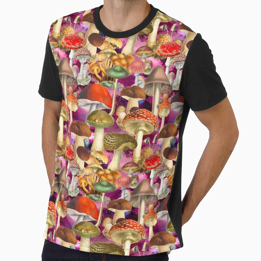 Vintage mushrooms exotic garden, shrooms and fungi, botanical pattern, mushrooms illustration, seamless pattern, purple magenta pattern trendy by ZeinabTaha