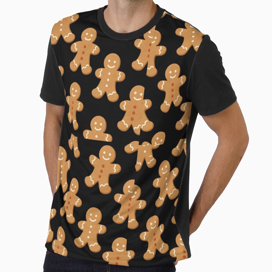 Gingerbread Man Pattern Christmas - Holiday Cookie Toss Black by PunchDrop