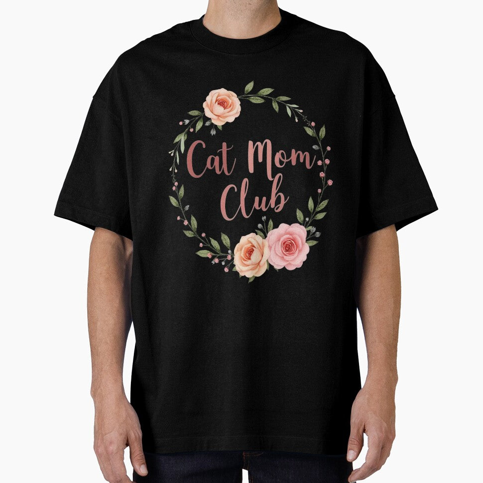 Cat Mom Club Floral Rose Wreath Elegant Cat Lover Design by Amp6599