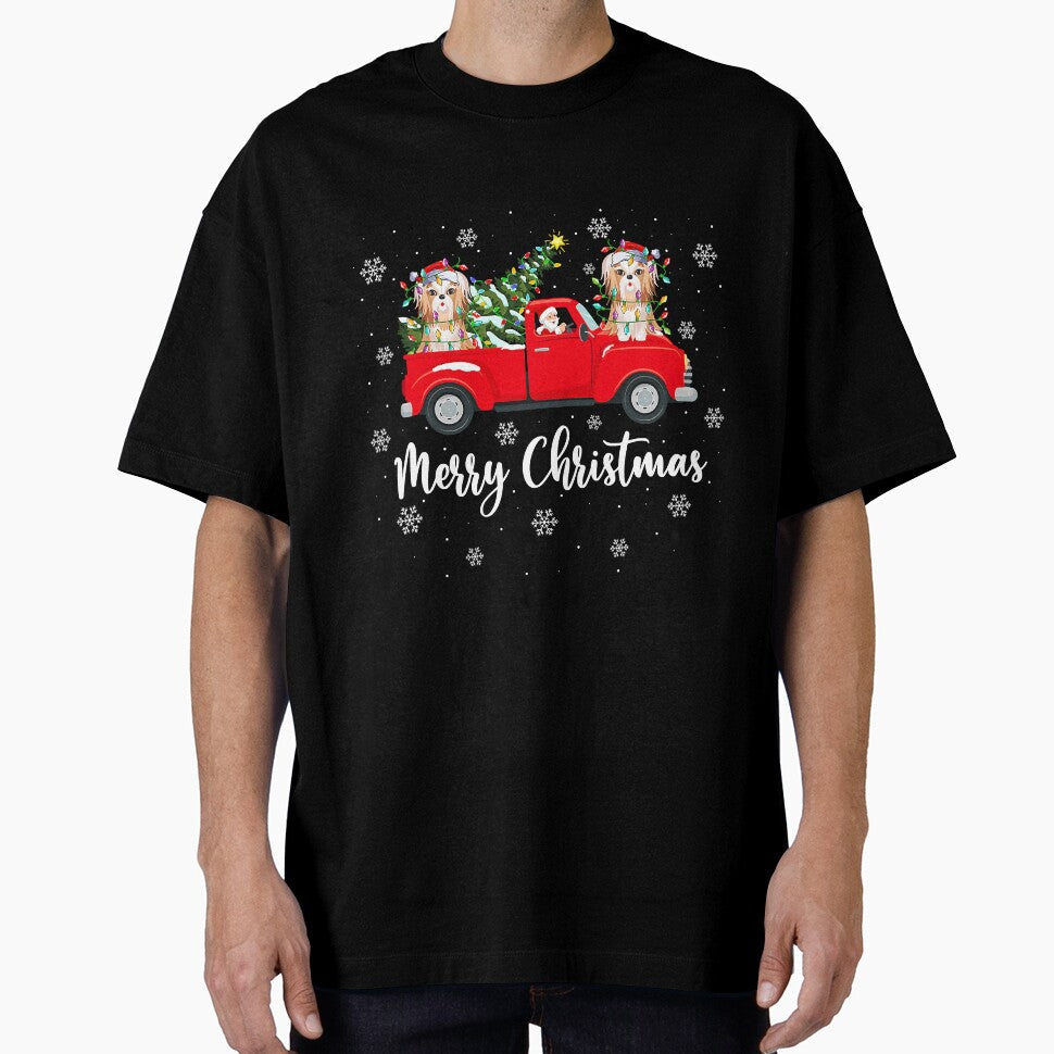 Santa Riding Christmas Tree Truck Shih by frank3826