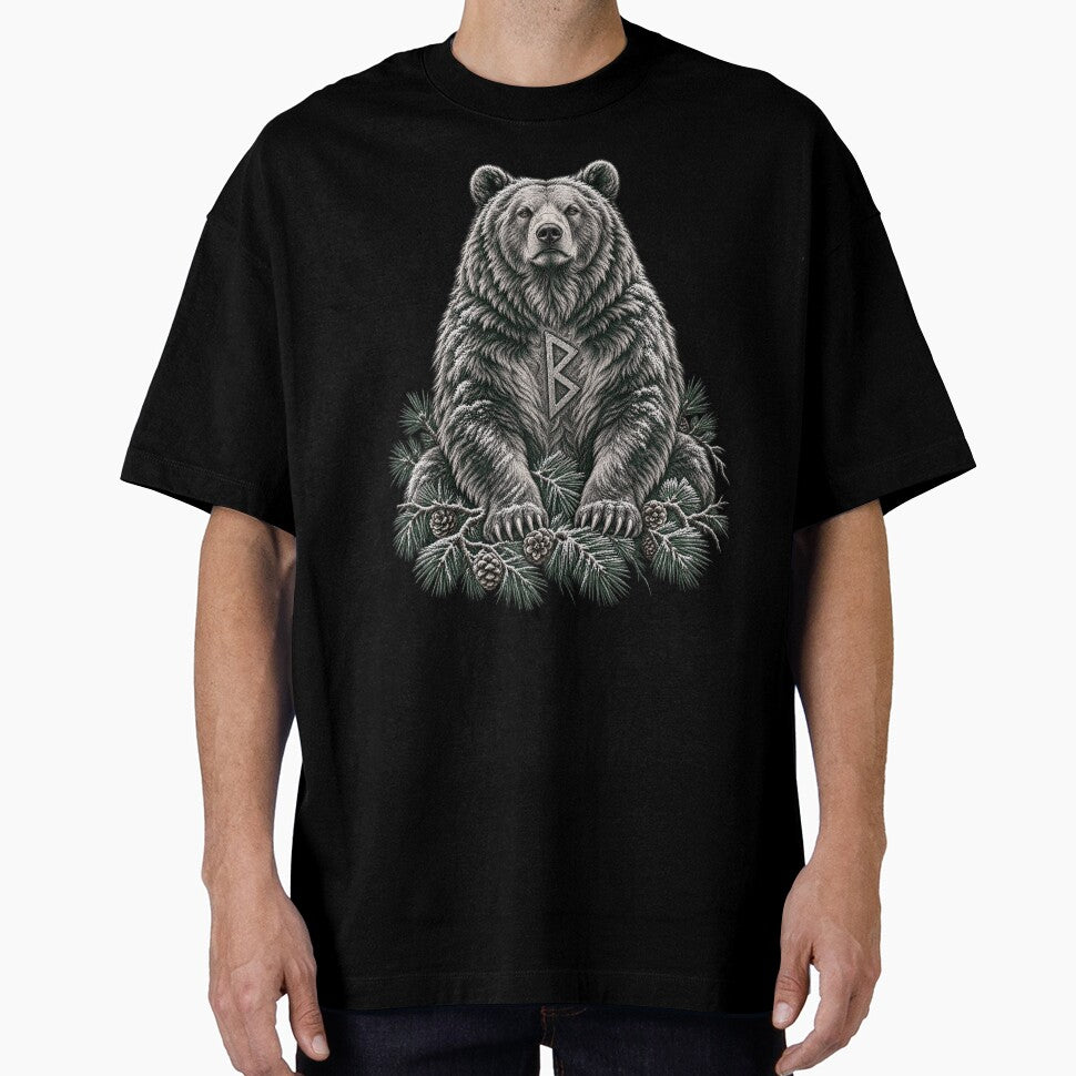 The Runestone Guardian – Berkana Bear Nordic Winter Engraving by Anyshca