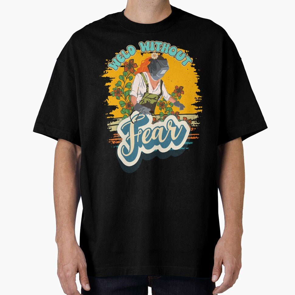 Funny groovy quote welder woman sarcastic floral retro Weld without fear by HomeCoquette