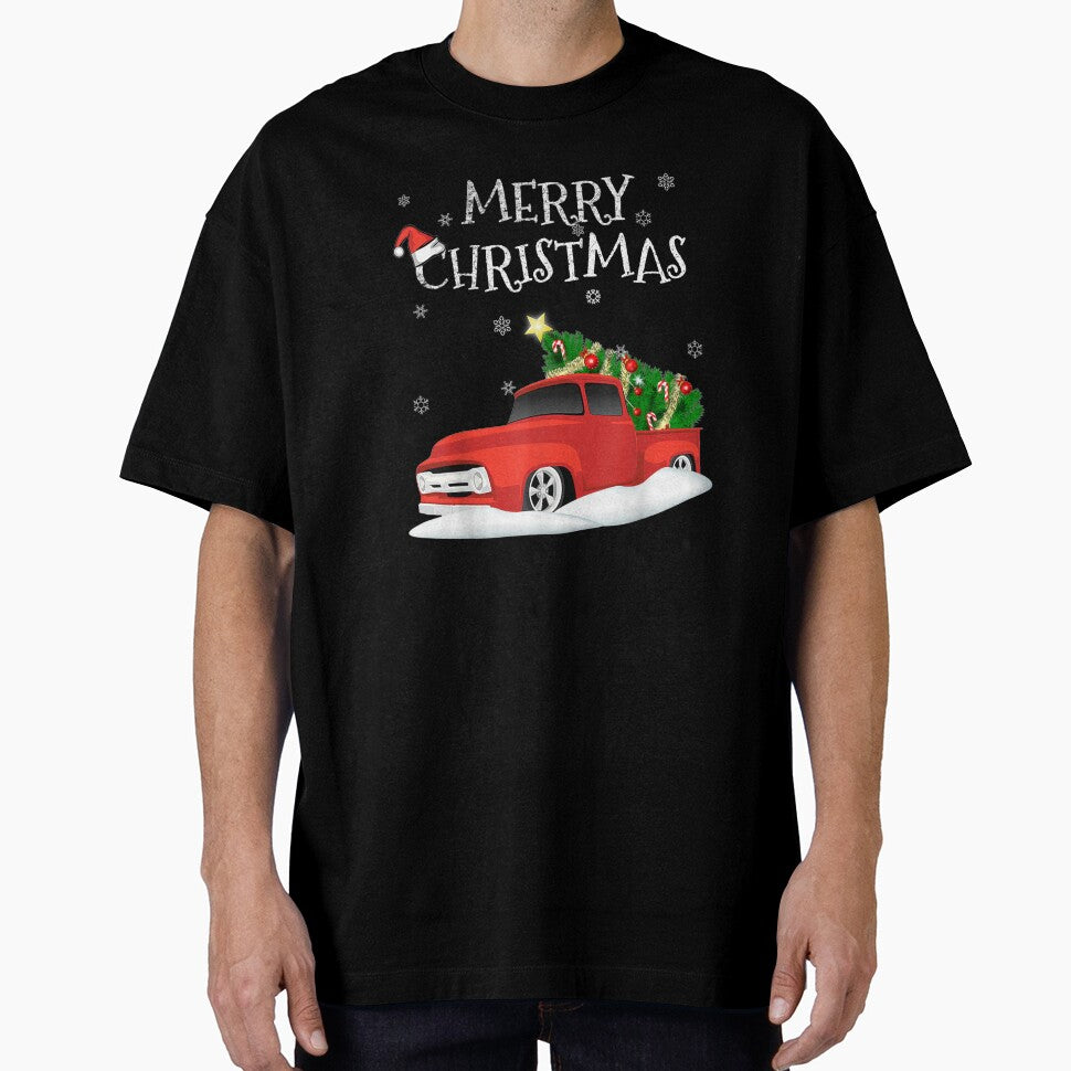 Red Vintage Truck Retro Christmas Tree Pickup by lishakaren