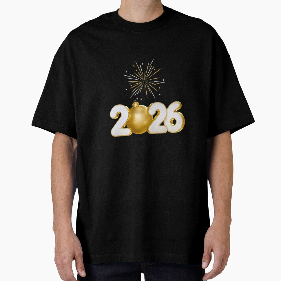 Happy New Year 2026 Golden Bauble Fireworks by ValeriValera