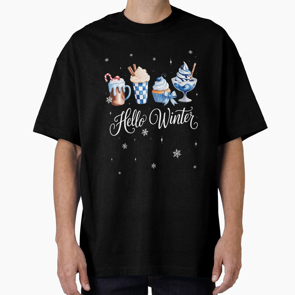 Hello Winter Sweet Cozy Coffee Lovers Snowman Christmas by SapfireStuArt