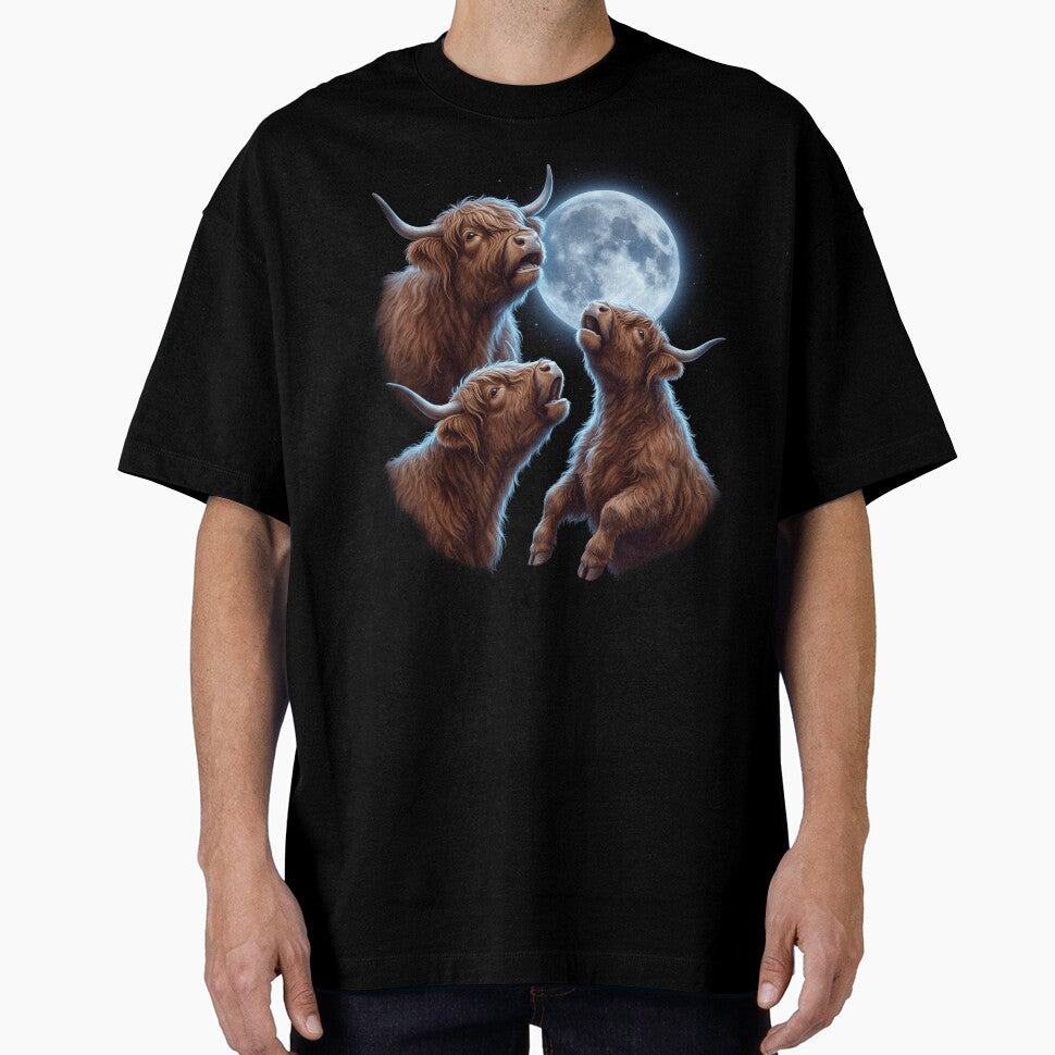 Highland Cow Howling Moon Art Animal Lover by TerryConnells
