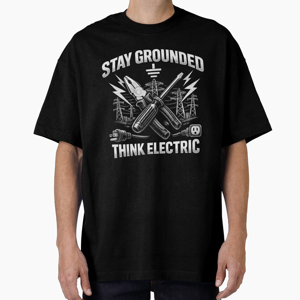Stay Grounded Think Electric Electrician Gift for Linemen Journeyman Master Electricians Electrical Contractor by Ladys-Gents