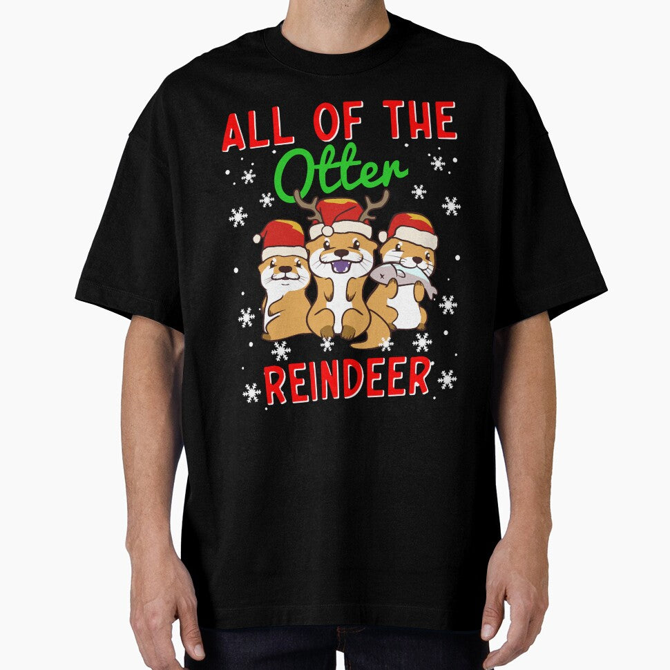 All of the Otter Reindeer Cute Christmas Otters Santa Hats by Locklyncham
