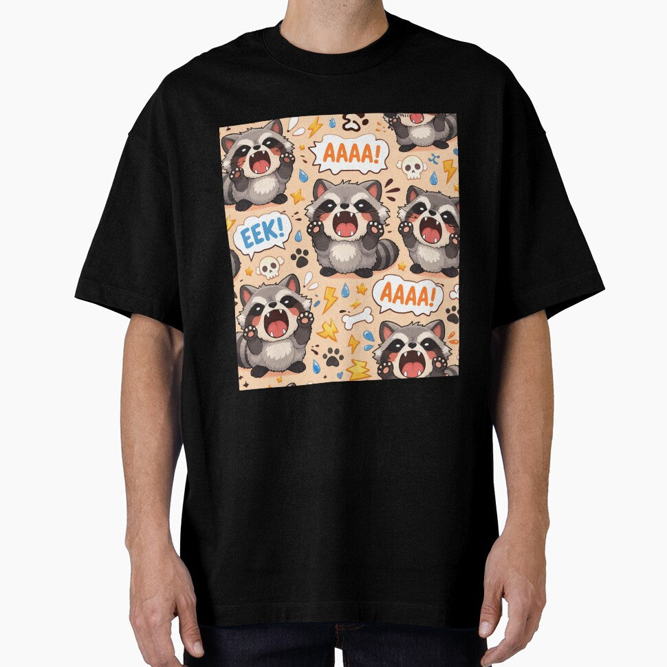Cute Screaming Raccoon Pattern Funny Kawaii Raccoon Chaos Comic by Owcomm
