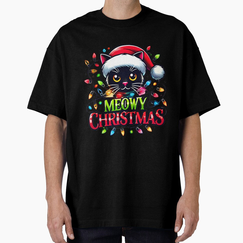 Meowy Christmas - Festive Funny Cat with Holiday Lights by M22--