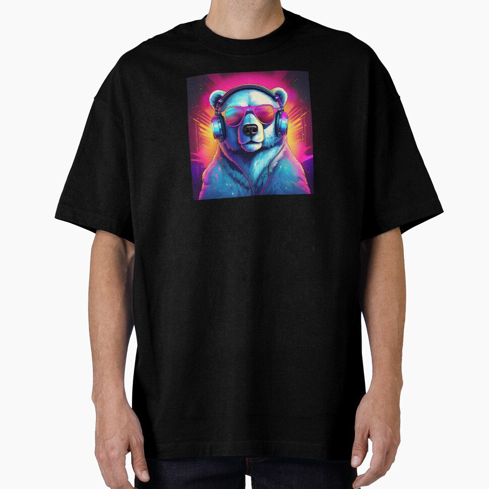 Polar Bear in Headphones and Shades Synthwave by Boxing Kangaroo Retail Company