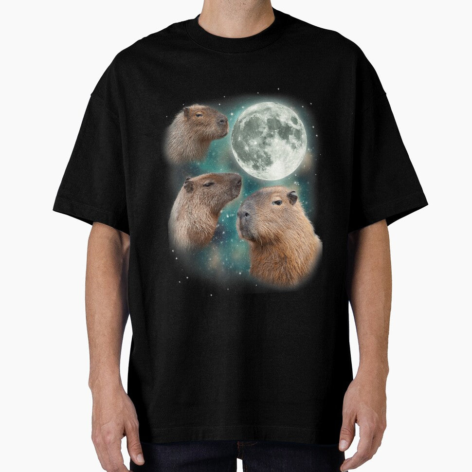 3 Capybara Moon Giant Rodents Weird Howling Parody Art for Men Women Kids , Capybara Gift Lover by DZIRI NAJAT