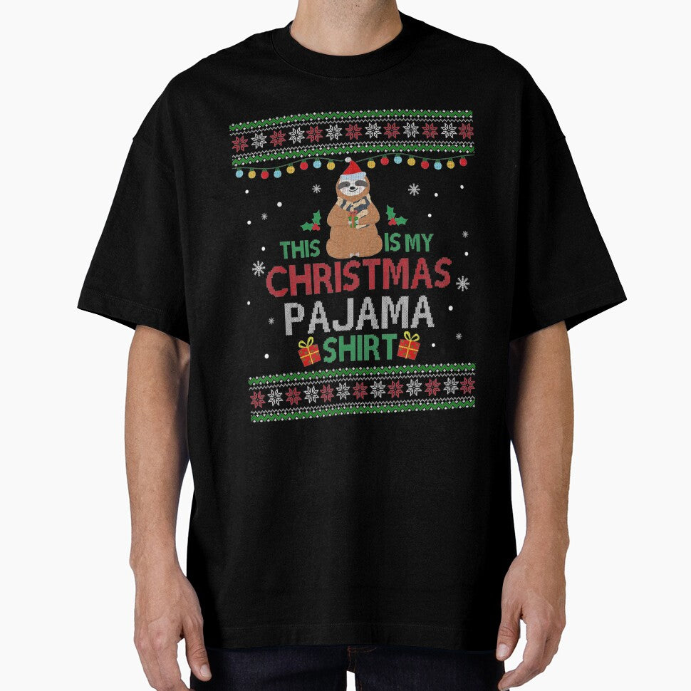 Sloth Tree Lights Funny This Is My Christmas Pajama Ugly by HolmesMillie1