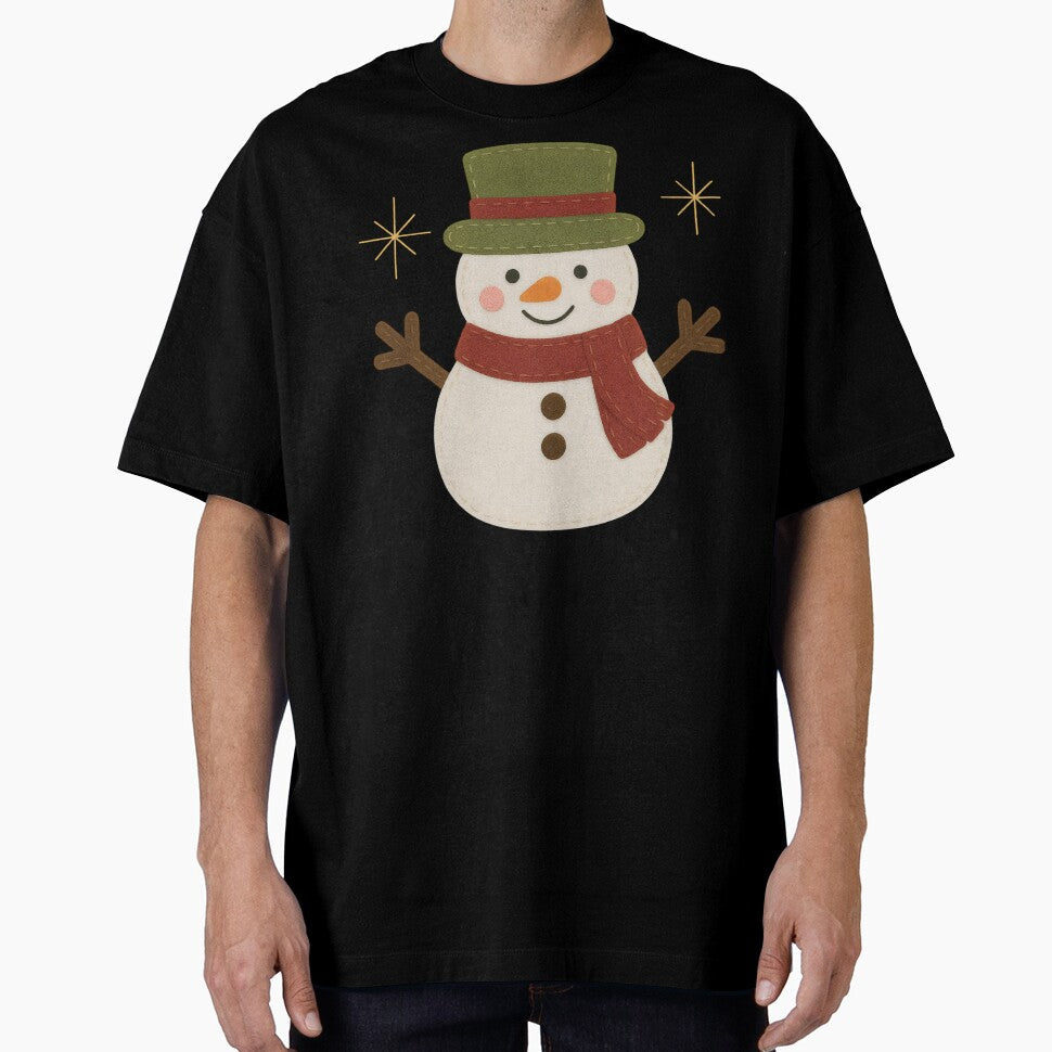 Smiling Snowman with Green Hat and Red Scarf | Cute Christmas Winter Illustration by svarupa