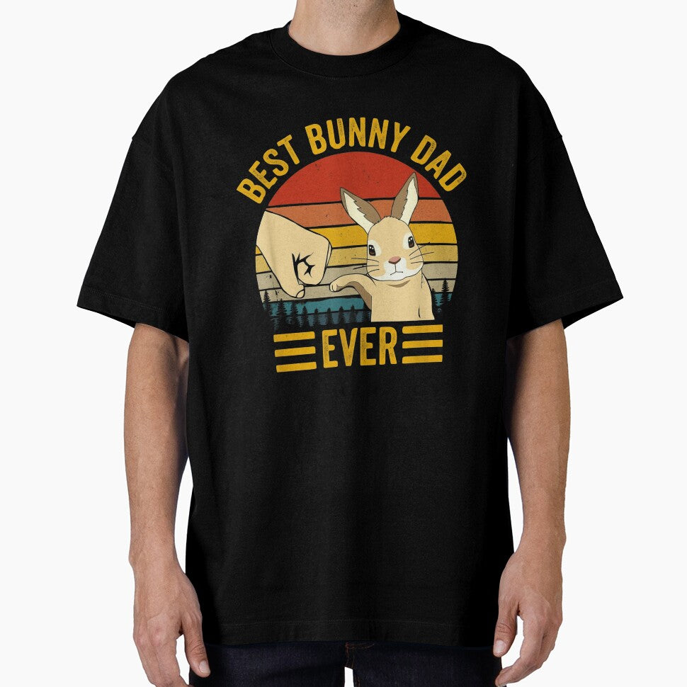 Best Bunny Dad Ever Retro Sunset Rabbit Fist Bump by haitrieuic96