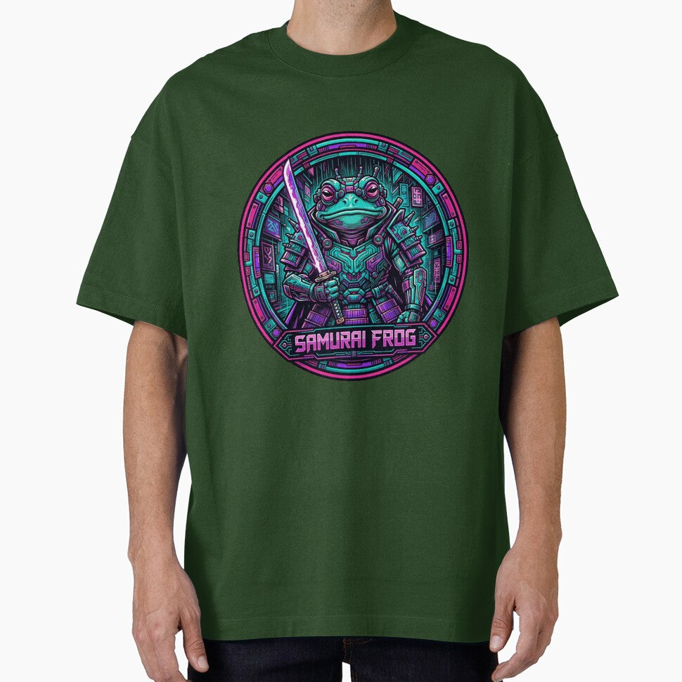 Cyberpunk Samurai Frog - Neon Cyber Ninja Amphibian by Surviving Monday Club