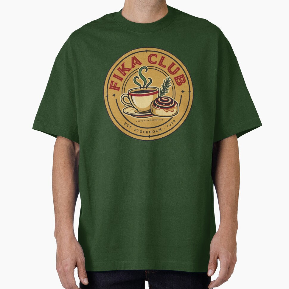 Fika Club Stockholm – Swedish Coffee Culture Vintage Badge Design by ArcticFoxStudio