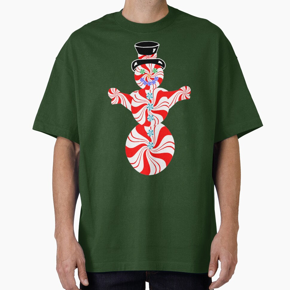 Red and White Striped Peppermint Christmas Snowman by Deborah Camp