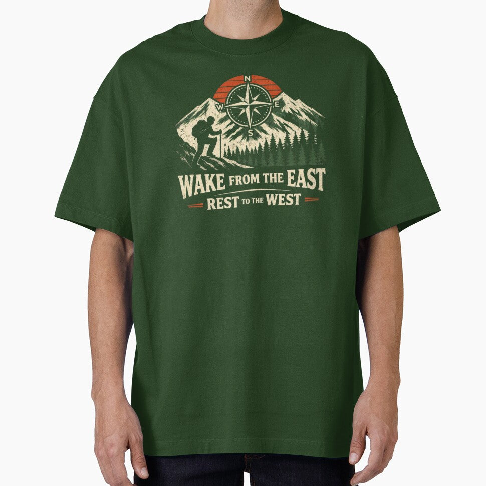 Wake from the East rest to the West - vintage hiking t-shirt by Obiechefu