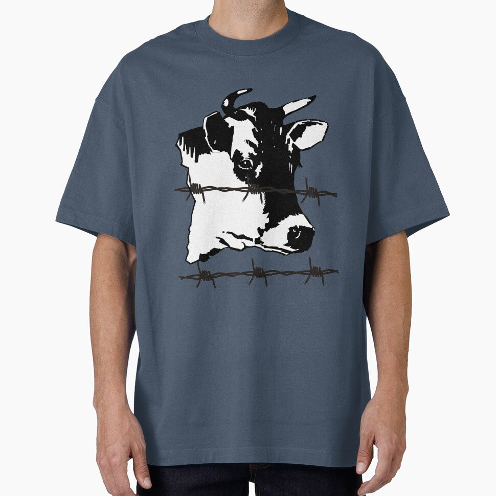 Cow Print - Funny Cow Barbed Wire Hipster by Crow and Monkey