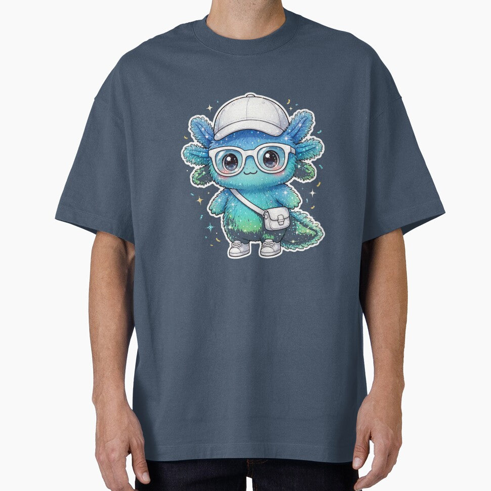 Ocean Blue Axolotl - Teal Green Ombre Kawaii Fashion Axolotl with Sunglasses by PrettyCrypt