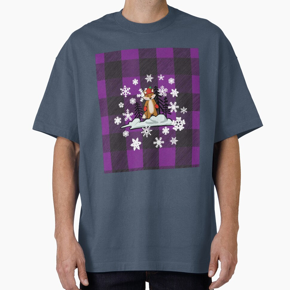 Wintery Fox on Purple Plaid by ScribbledToad