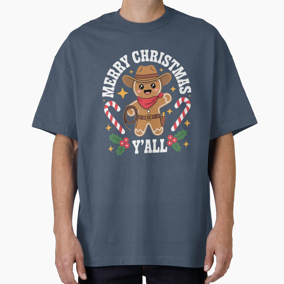 Merry Christmas Yall Gingerbread Cowboy Man Howdy Retro Xmas by AmparoBoyle