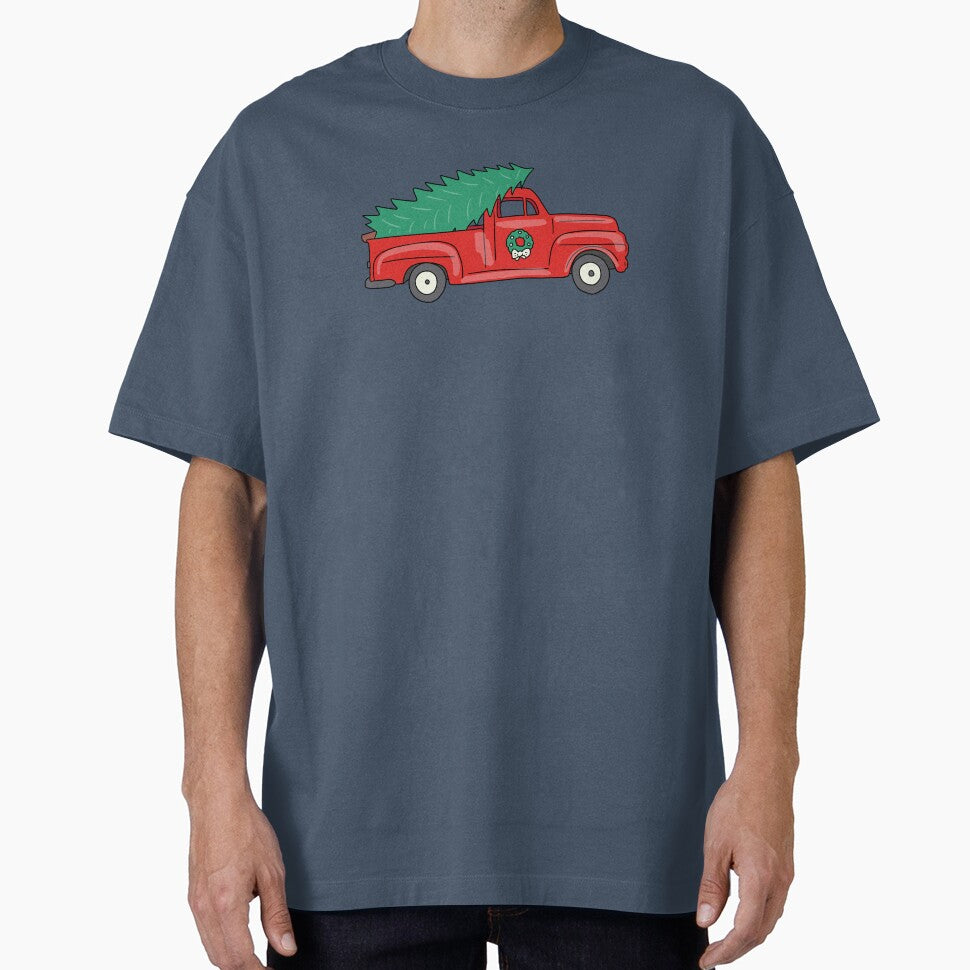 Little Red Truck Hauling a Christmas Tree by thebcarts
