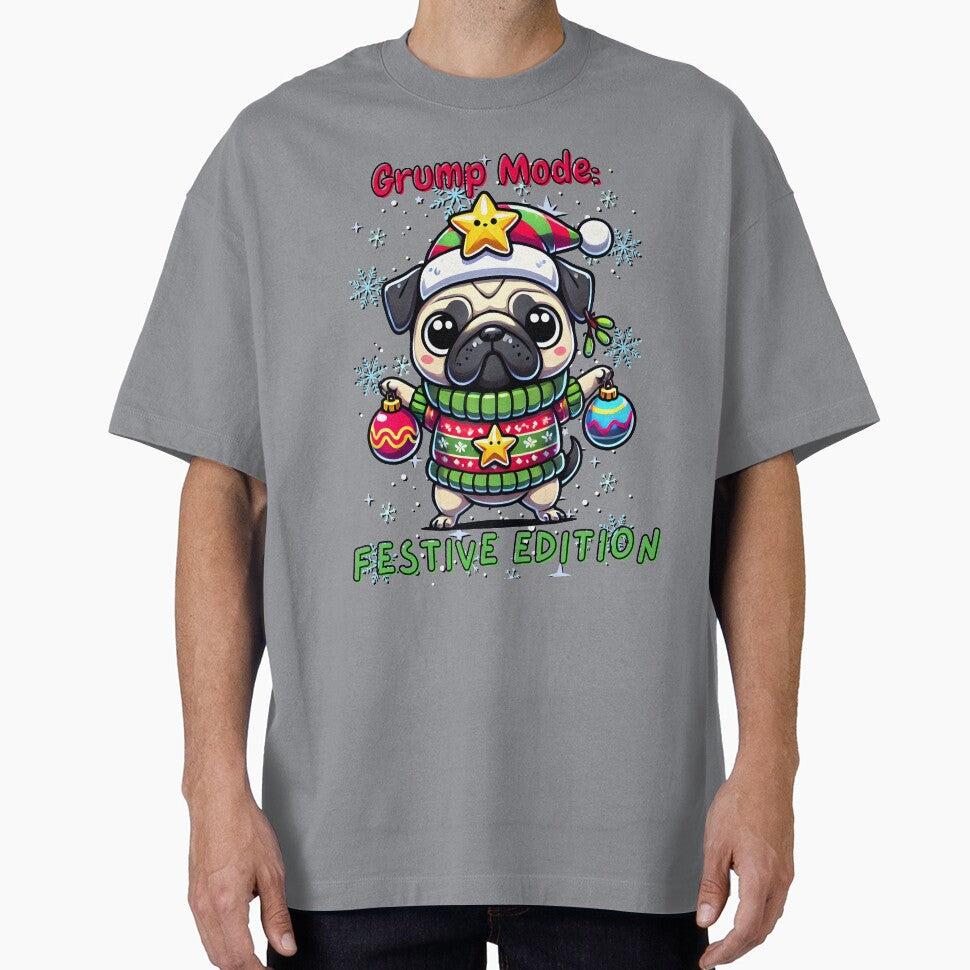 Grump Mode: Festive Edition – Cute Christmas Pug Design by Dantin