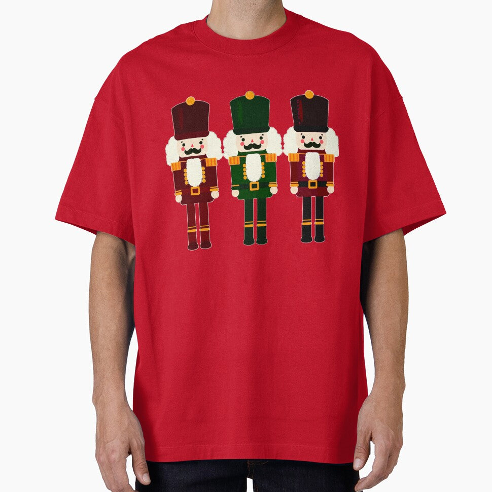 Dark Red and Green Nutcracker Trio - Christmas Nutcracker Toy Soldiers - Graphic Art Illustration - White Background by Star-Fragment