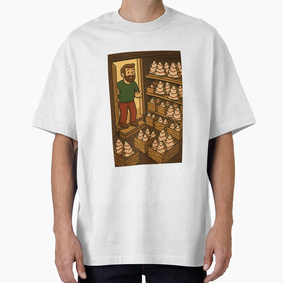 Trophy Husband Fueled by Christmas Tree Cakes – Christmas Cake Storage Room Retro Holiday Design by s.waniel1
