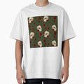 Vintage Dark Academia Skulls, Roses, Spiders with Dark Green Background by serafineaandd