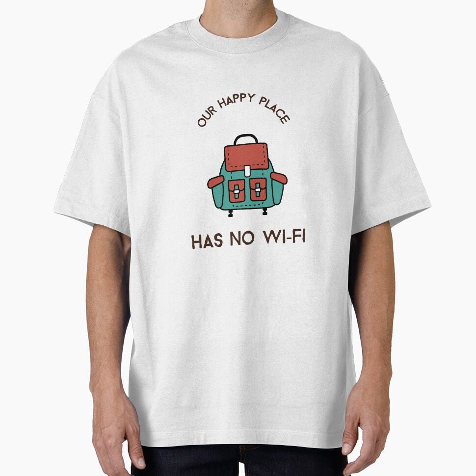 Our Happy Place Has No Wi-Fi Hiking Couple T-Shirt by Southside.Studio