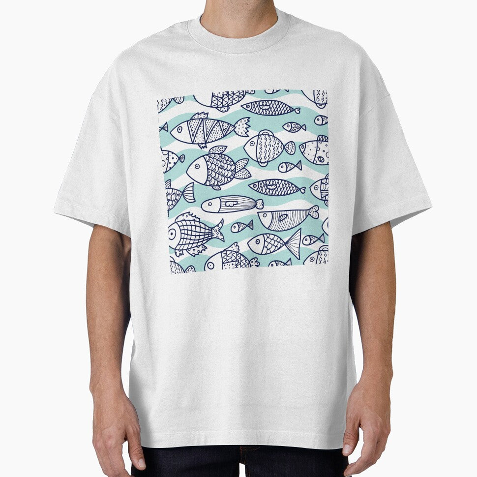 Fish Simple Illustration Wave Background by HauckClothing