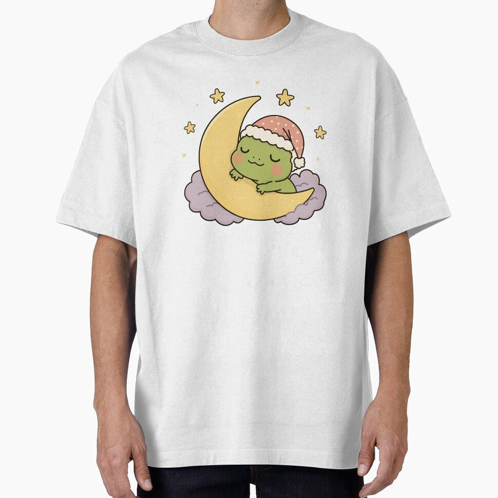 Sleepy Frog on Moon Cute Kawaii Sleeping Frog Pajama Aesthetic by Lilypad Shop