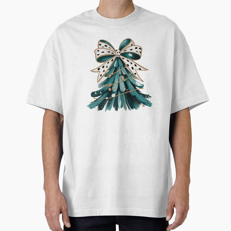 Brush stroke paint Christmas Tree preppy Dalmatian bow by RachelRebel