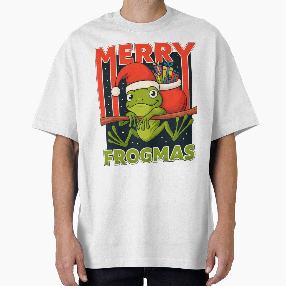 Merry Frogmas Funny Christmas Frog Santa Hat Pun by haitrieuic96