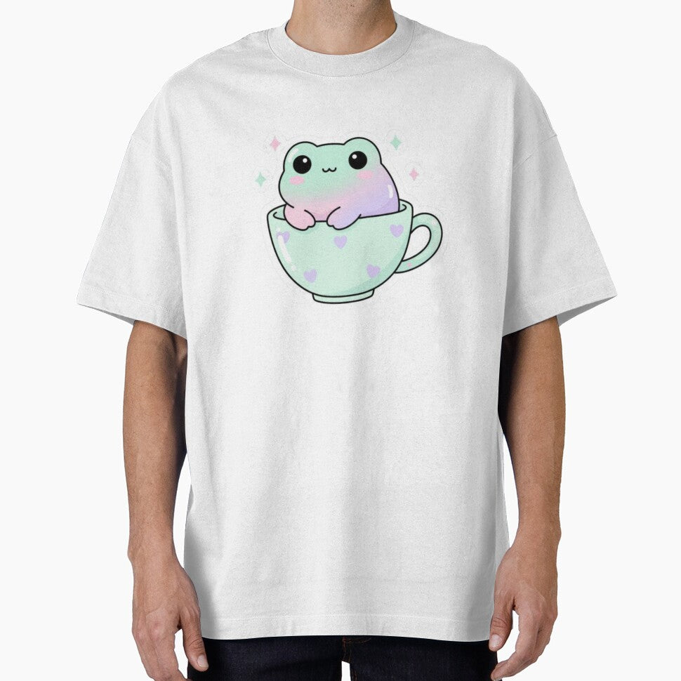 Cute Frog Tea Sticker | Kawaii Frog in Cup | Pastel Aesthetic Cozy Frog by ZYNORAworld