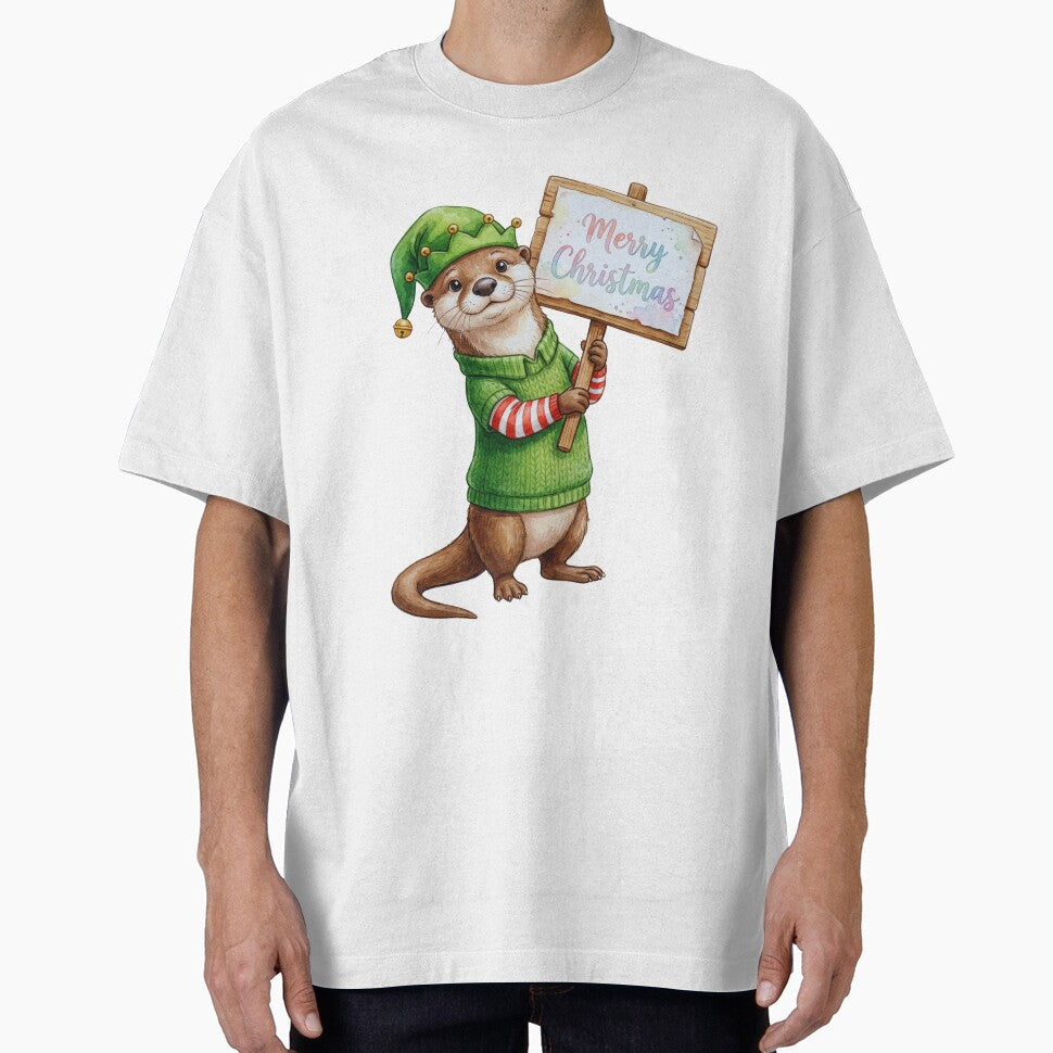 Kawaii Otter in Elf Costume – Christmas Party Design by Otterly Cute