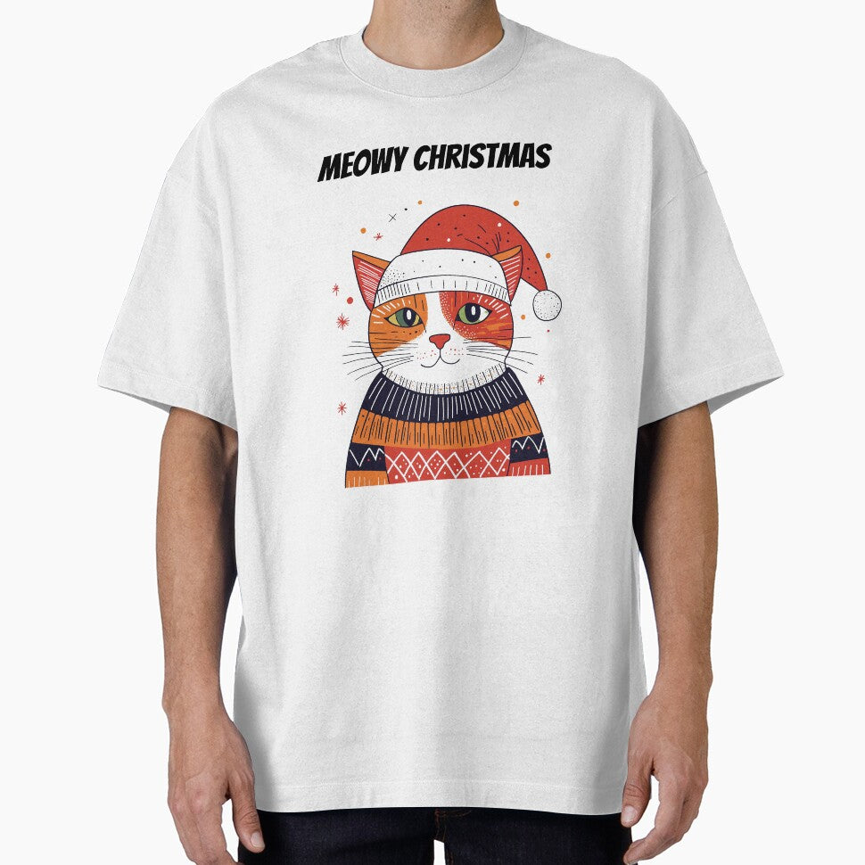Meowy Christmas Funny Orange Cat With Christmas Hat by cicicreativeart