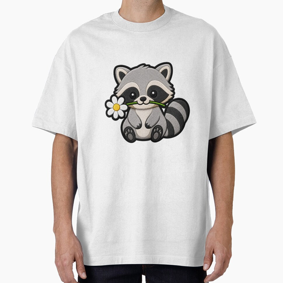 Cute Raccoon Holding a Flower Embroidery Patch by ColorSplash123