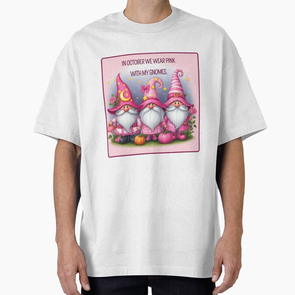 "IN OCTOBER WE WEAR PINK WITH MY GINOMES." Cute Halloween Gnomes by CrasyART
